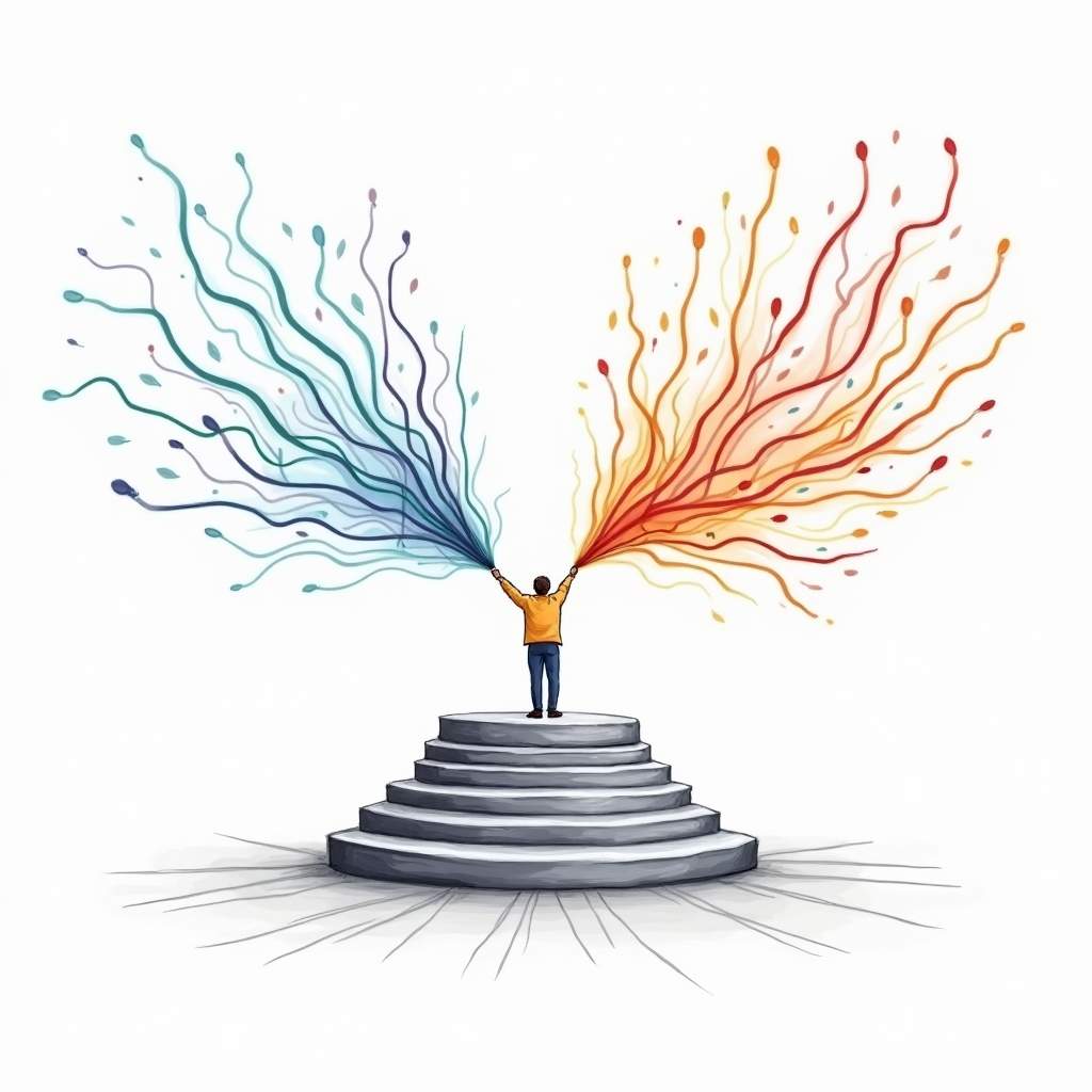 An abstract representation of two distinct communication pathways